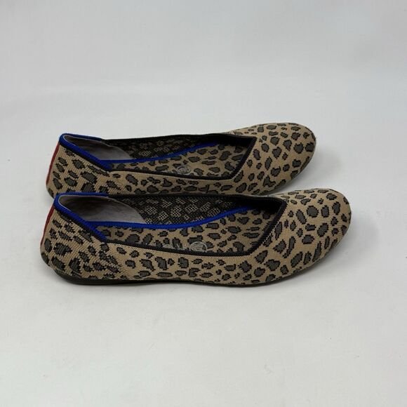 Rothy’s Shoes - Rothy’s The Flat Womens 8 Brown Spotted Leopard Knit Round Toe Slip On Shoes